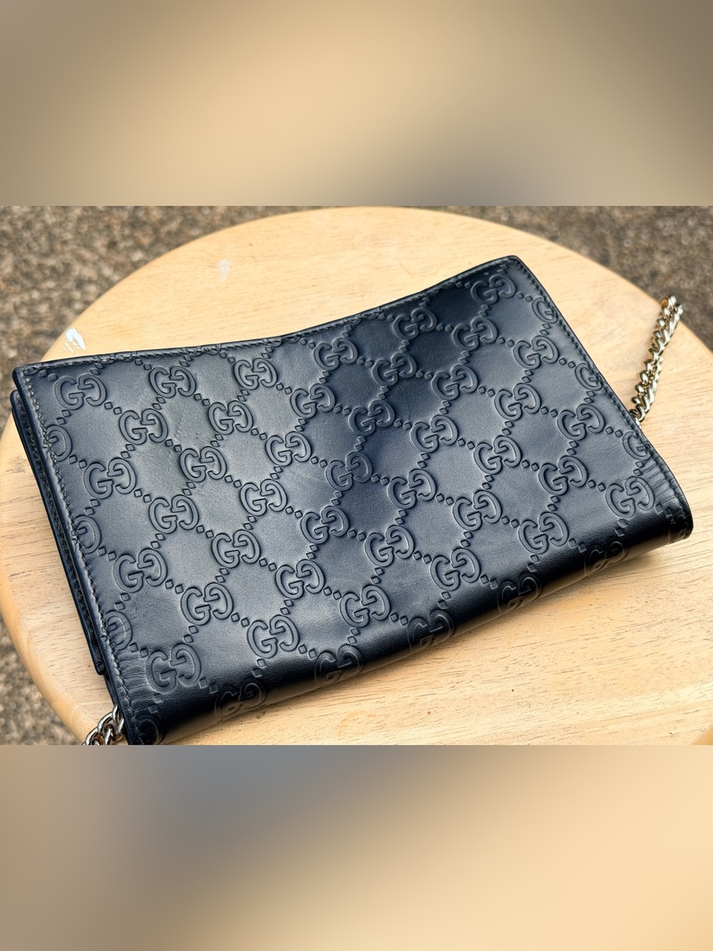 Gucci Guccissima Signature Bowy Chain Wallet Black - Picture 7 of 7